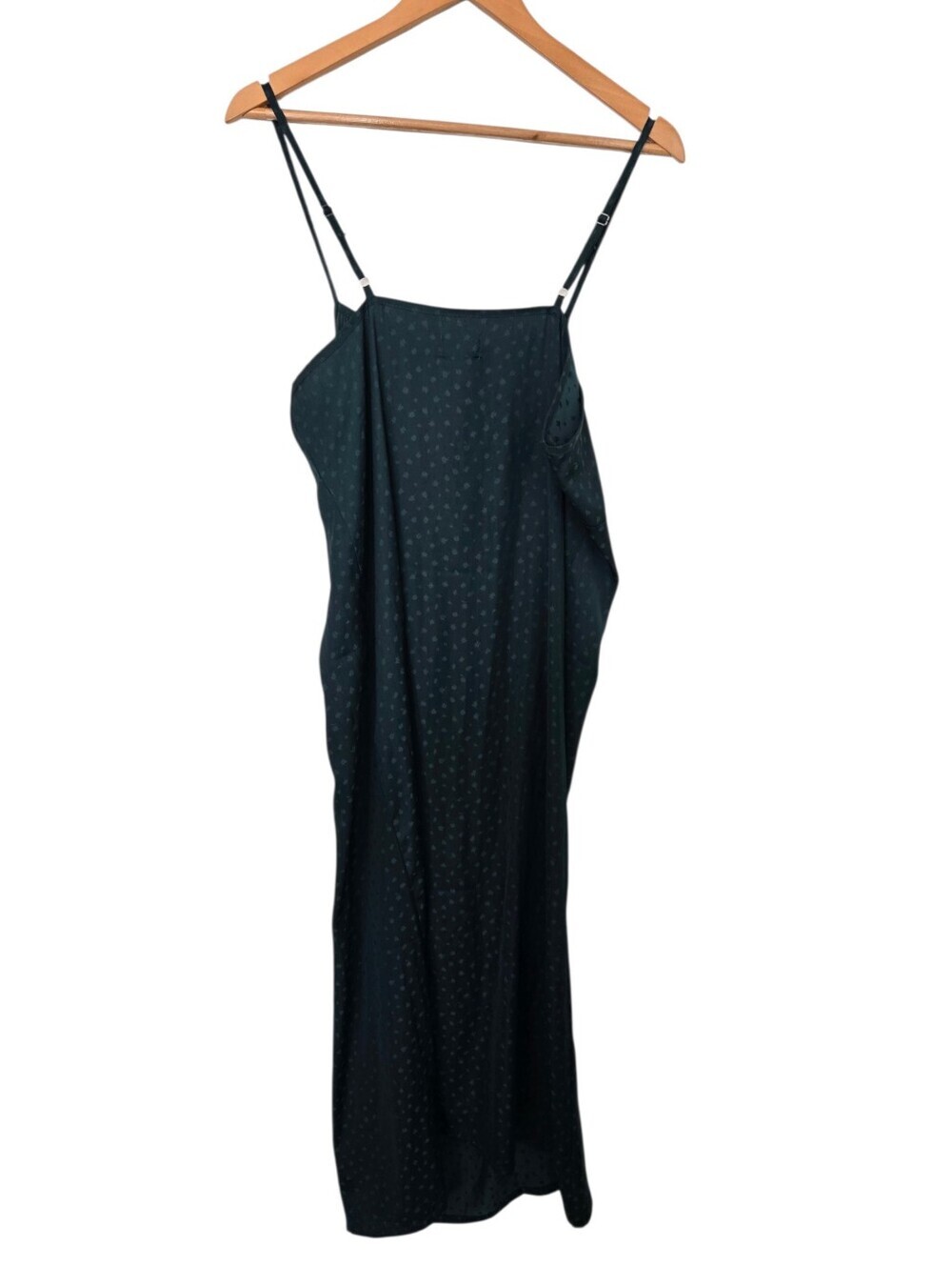 World Market Teal Satin Slip Dress | Minimalist Boho Midi Dress | S/M - Picture 3 of 6